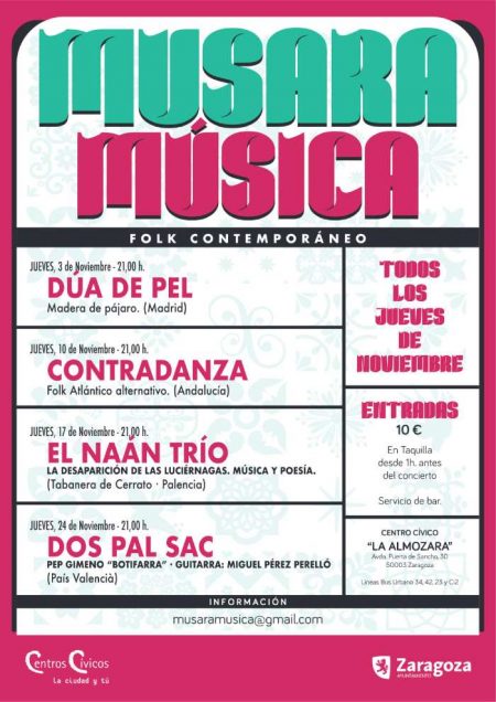 Musara Música. Folk en el centro cívico de La Almozara