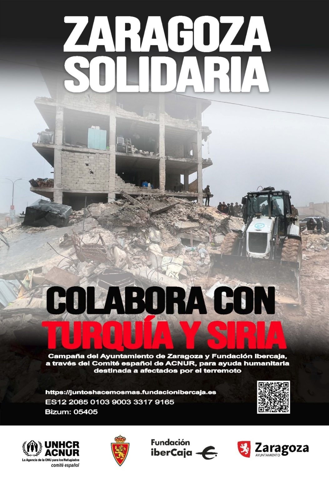 Ayuntamiento de Zaragoza, Ibercaja y Comité español de ACNUR lanzan una campaña solidaria con las víctimas de los terremotos de Turquía y Siria