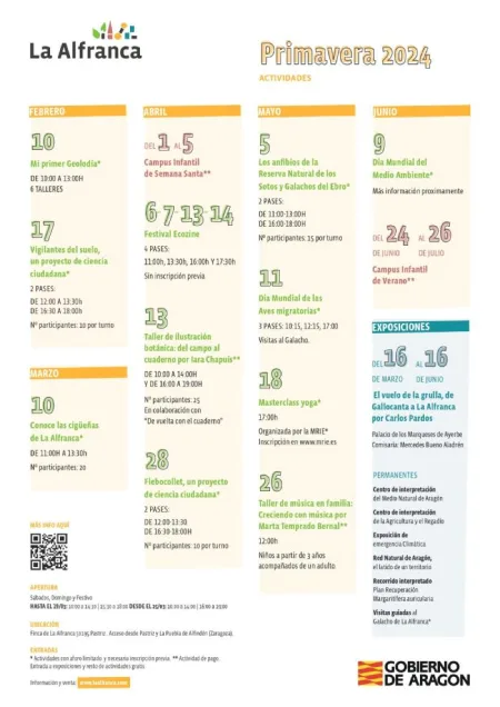 Agenda de actividades 2024 en La Alfranca