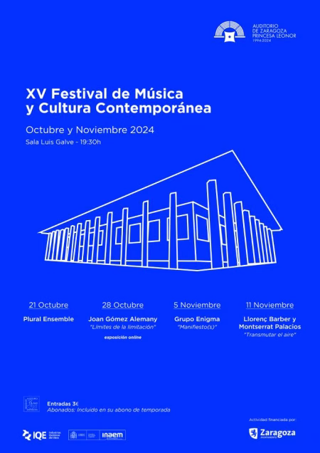 El Grupo Enigma celebra el XV Festival de Música y Cultura Contemporánea en el Auditorio de Zaragoza