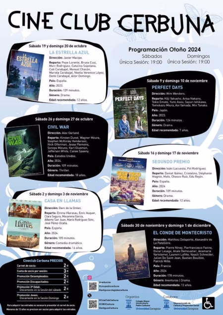 Programación de otoño Cineclub Cerbuna