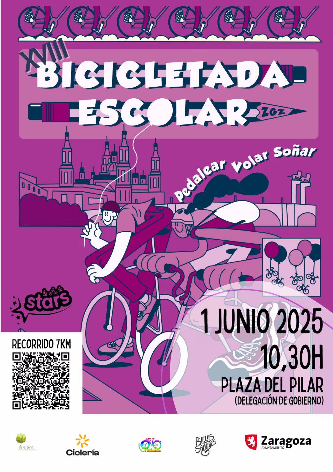El domingo se celebra la XVIII Bicicletada Escolar con una marcha ciclista y festiva