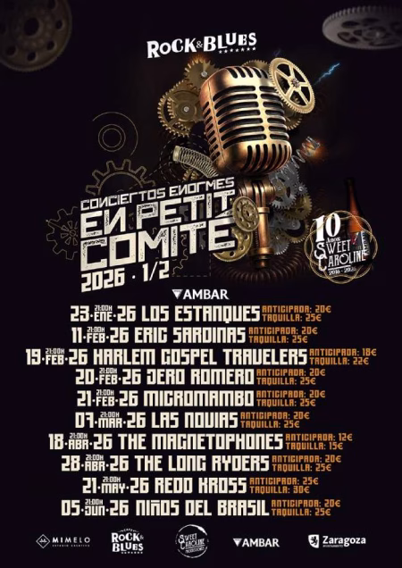 En Petit Comité 2026 en el Rock & Blues Zaragoza: Conciertos y Fechas Cartel del ciclo de conciertos En Petit Comité en la sala Rock & Blues de Zaragoza