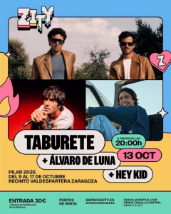 Taburete, Álvaro de Luna y Hey Kid, juntos el 13 de octubre en Espacio Zity
