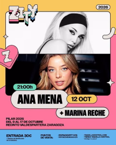Ana Mena actuará en el Espacio Zity. Todo lo que sabemos sobre su esperado concierto en las Fiestas del Pilar 2026